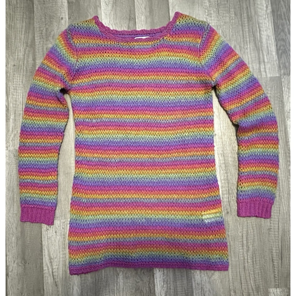 UNIF‎ Knit Mini Dress Womens XS Rainbow Dress Preppy Y2K Emo 100% Acrylic